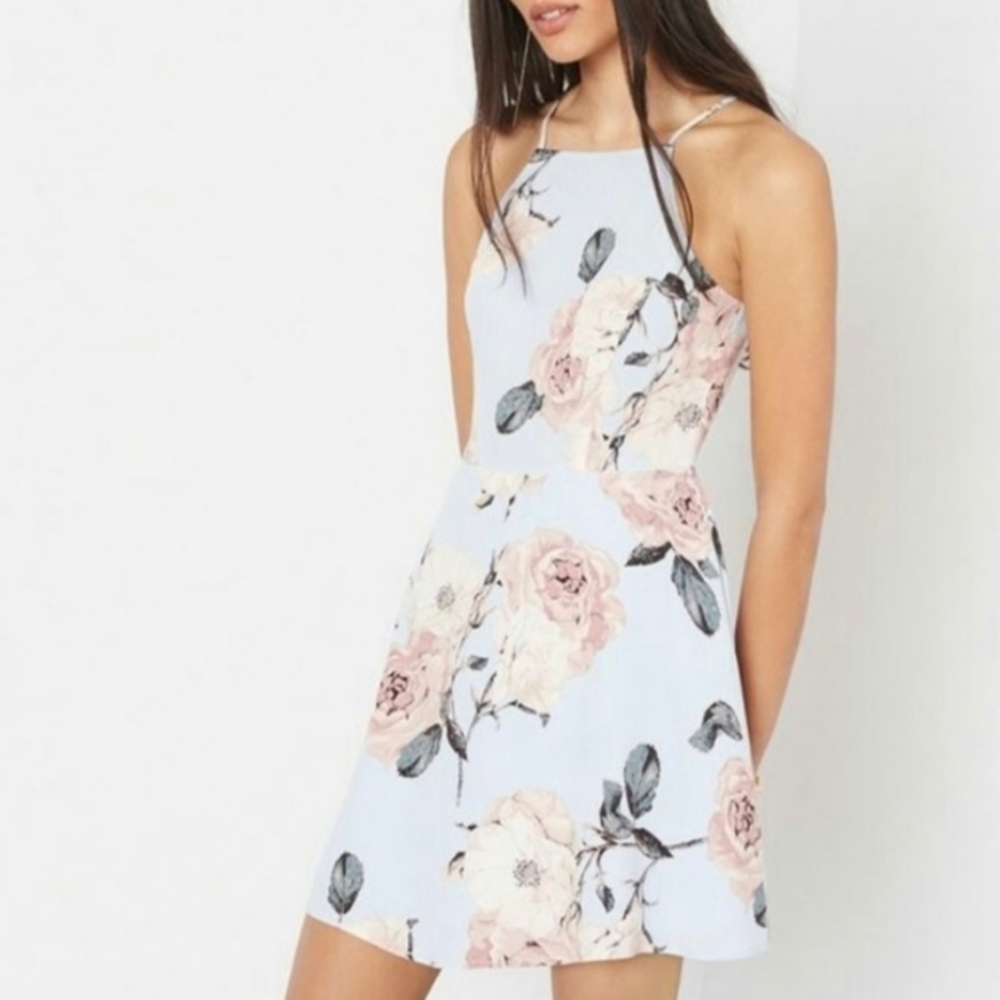 3/$20 🌴 | Dynamite | Floral Light Blue Halter Dress